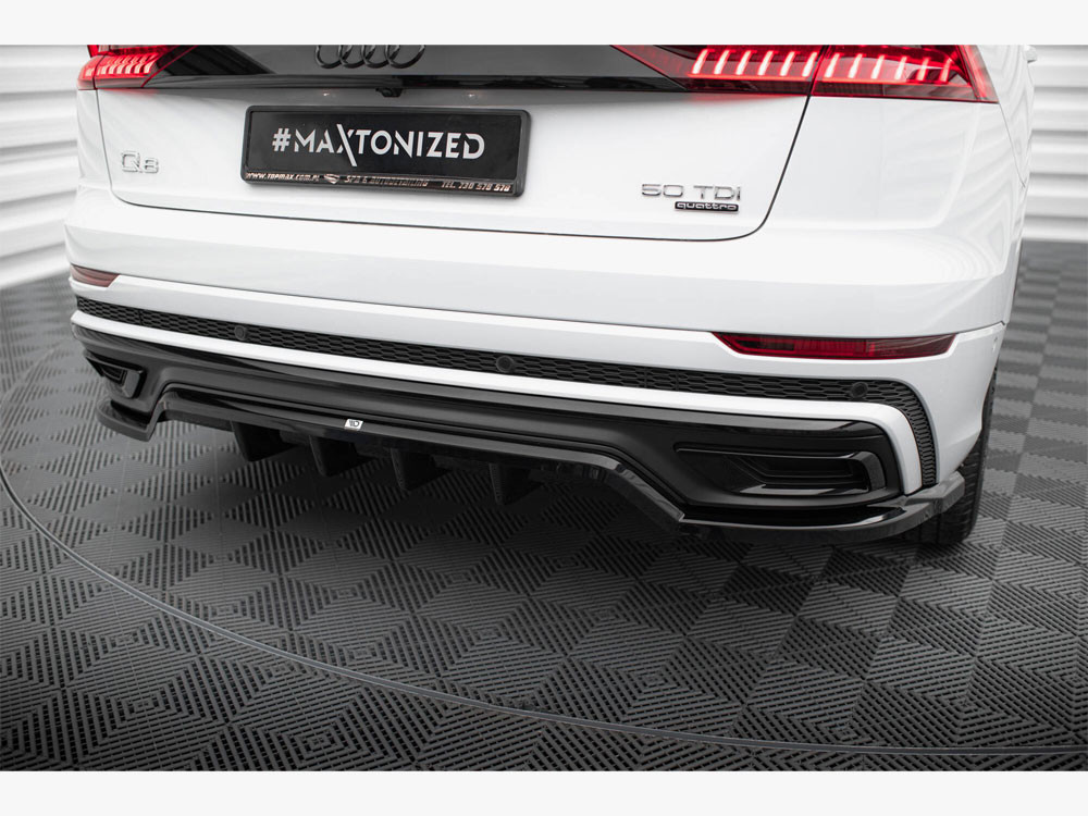 Maxton Central Rear Splitter (Vertical Bars) Audi Q8 S-Line Mk1