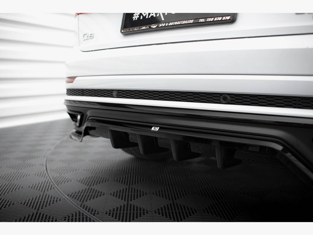 Maxton Central Rear Splitter (Vertical Bars) Audi Q8 S-Line Mk1