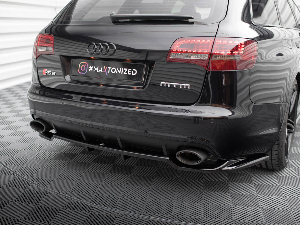 Maxton Central Rear Splitter (Vertical Bars) Audi RS6 Avant C6