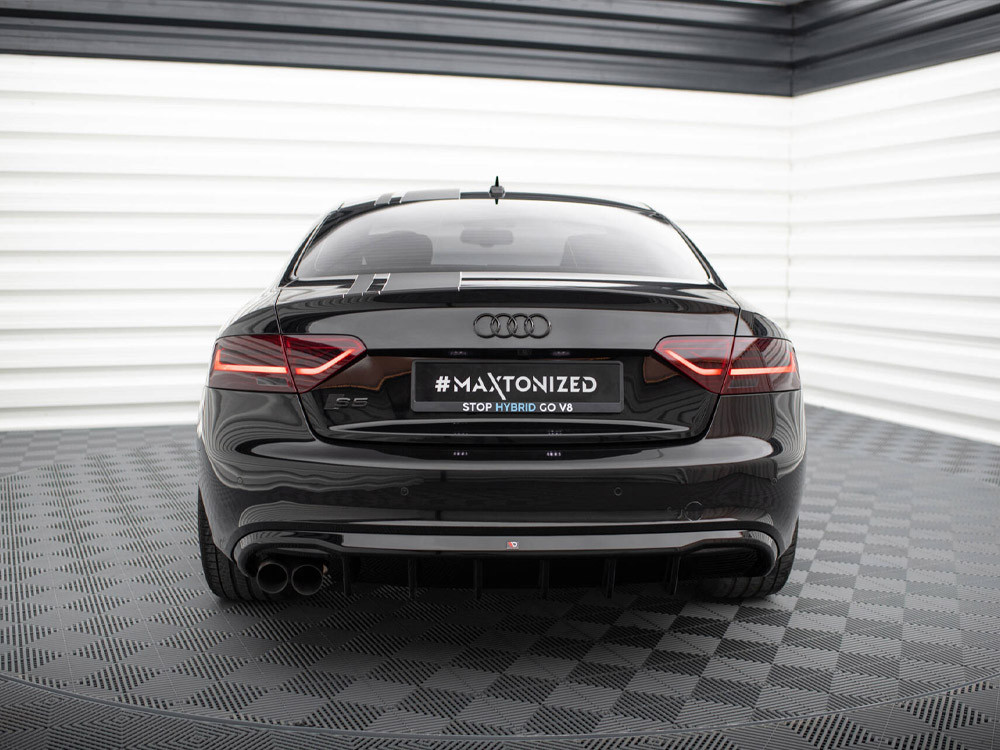Maxton Rear Valance Audi A5 Coupe / Cabrio S-Line 8T (Single side dual exhaust version) Maxton Rear Valance Audi A5 Coupe / Cabrio S-Line 8T (Single side dual exhaust version)