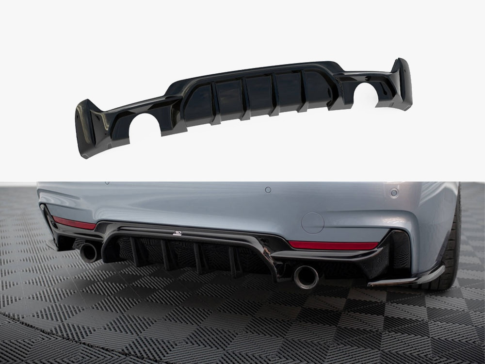 Maxton Rear Valance BMW 4 Coupe / Gran Coupe / Cabrio M-Pack F32 / F36 / F33 (Version with single exhausts on both sides) Maxton Rear Valance BMW 4 Coupe / Gran Coupe / Cabrio M-Pack F32 / F36 / F33 (Version with single exhausts on both sides)