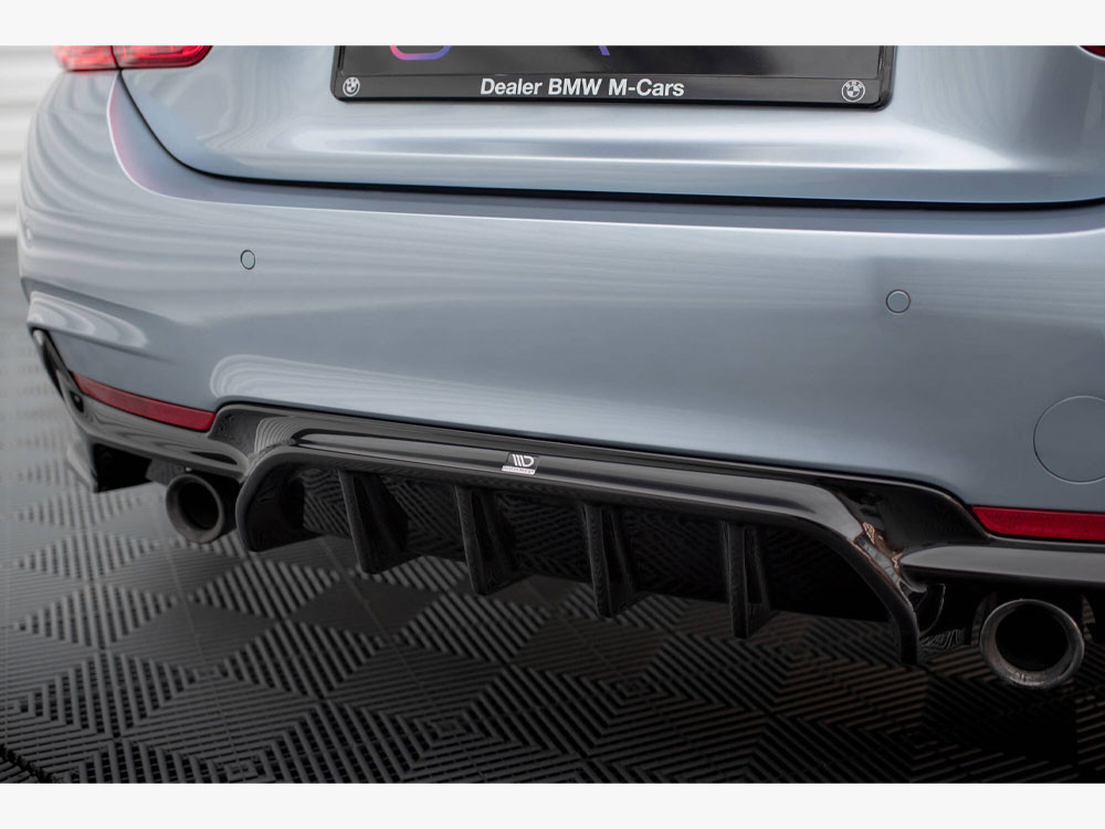 Maxton Rear Valance BMW 4 Coupe / Gran Coupe / Cabrio M-Pack F32 / F36 / F33 (Version with single exhausts on both sides) Maxton Rear Valance BMW 4 Coupe / Gran Coupe / Cabrio M-Pack F32 / F36 / F33 (Version with single exhausts on both sides)