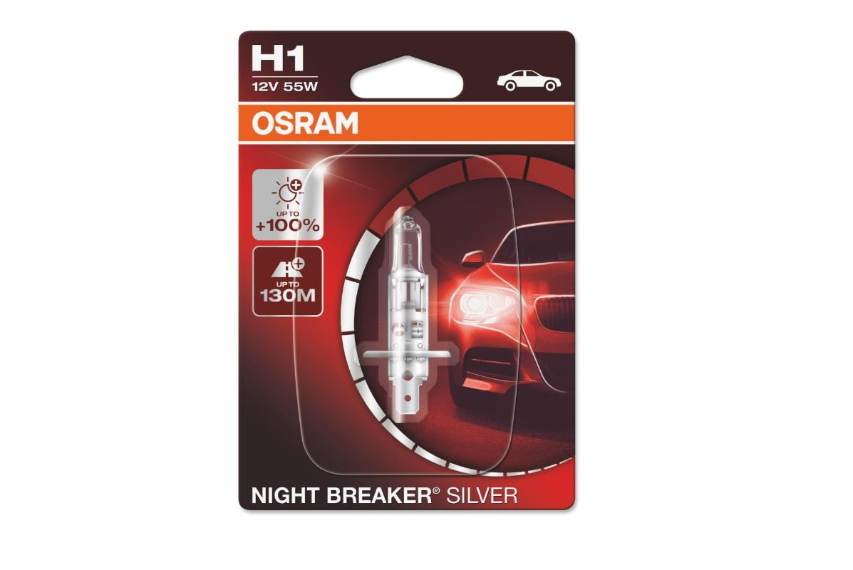 Osram Night Breaker Silver Replacement H1 Bulb (+100% More Brightness)