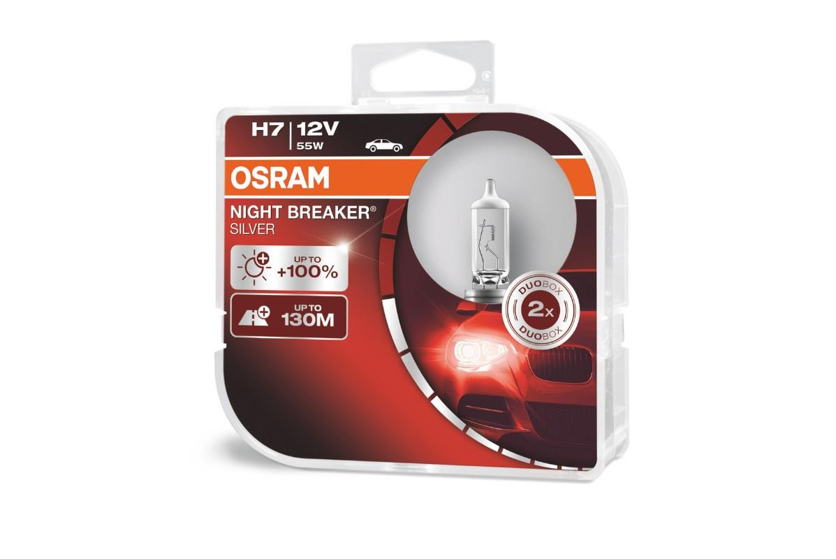 Osram Night Breaker Silver Replacement H7 Bulbs (+100% More Brightness)