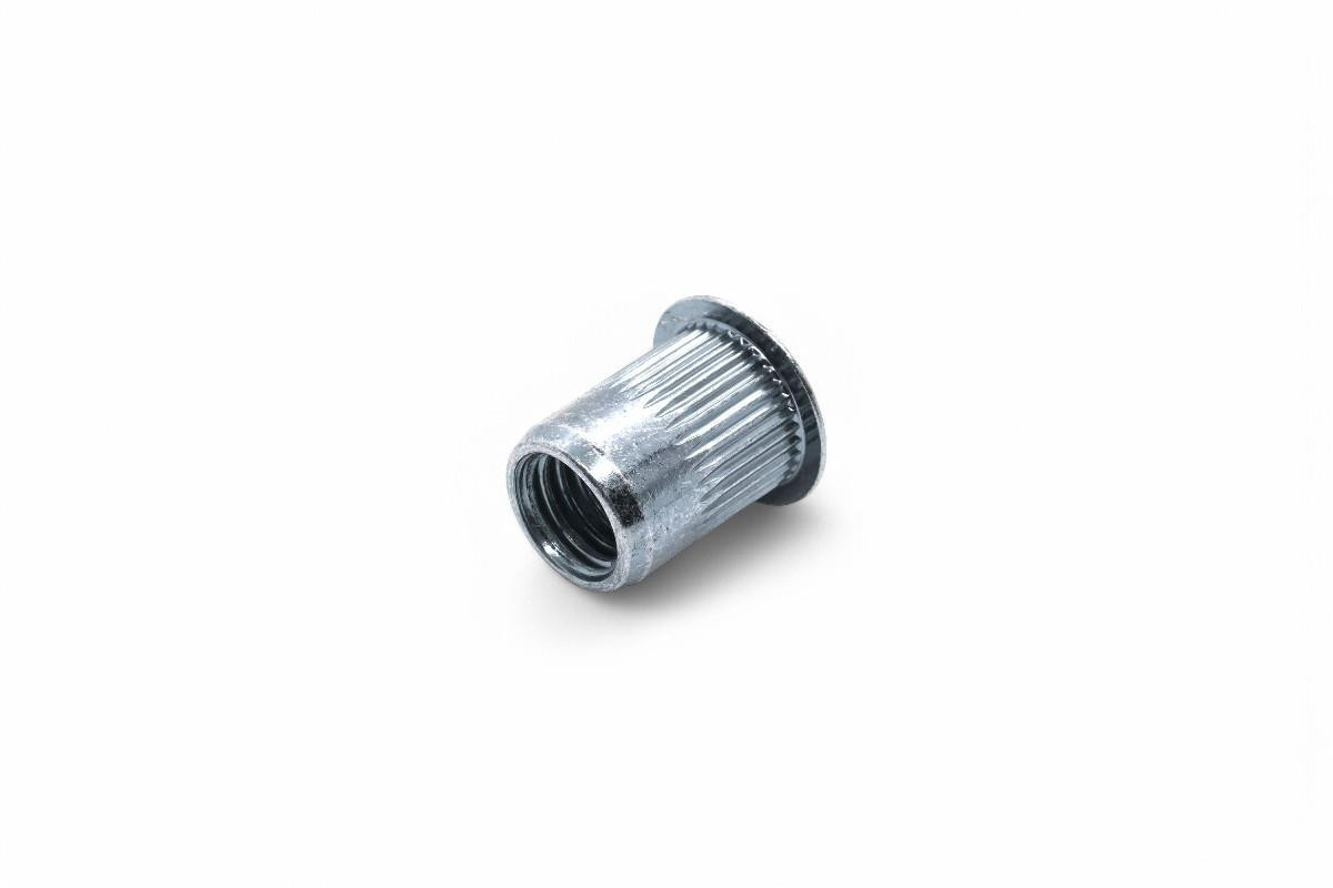 M6 x 1.0 x 15.5mm Countersunk Round Knurled Riv-Nut BZP (Bright Zinc Plated)