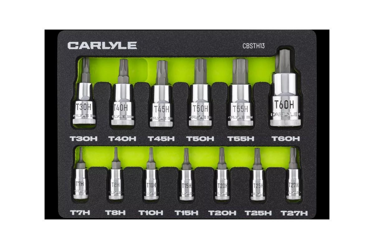 Carlyle 13pc Multi-Drive Standard Depth Tamper Proof Torx/Star Bit Chrome Socket Set (T7H-T60H)