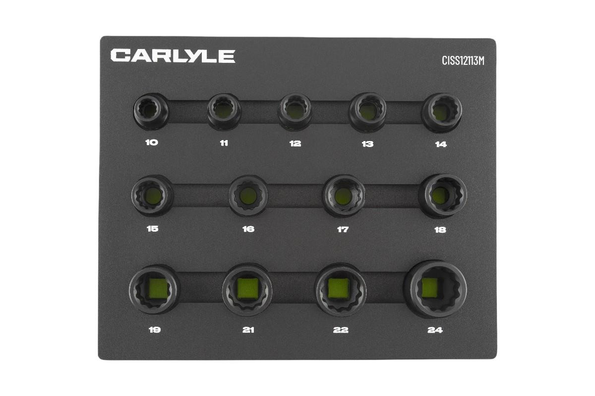 Carlyle 12pc 1/2" Drive Standard Depth Impact Socket Sets (10mm-24mm)