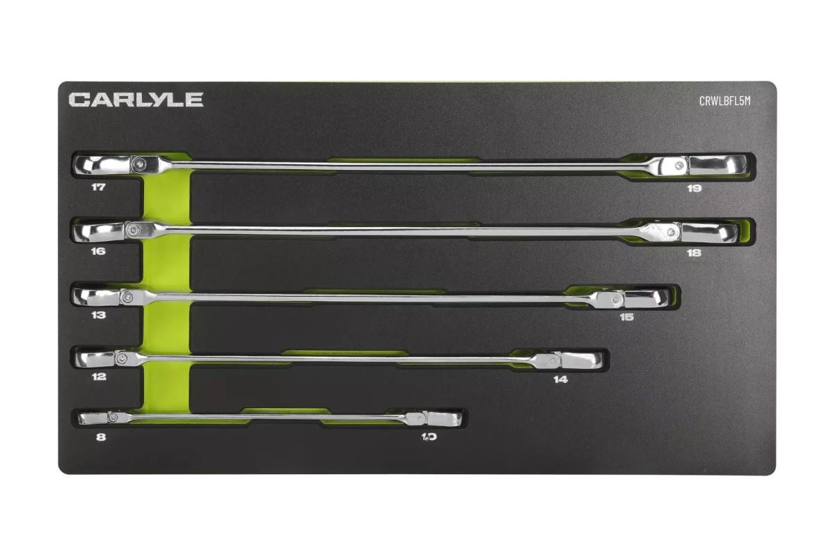 Carlyle 5pc 12 point Spline-Plus Extra-Long Double Box Flexible Metric Ratcheting Wrench Set