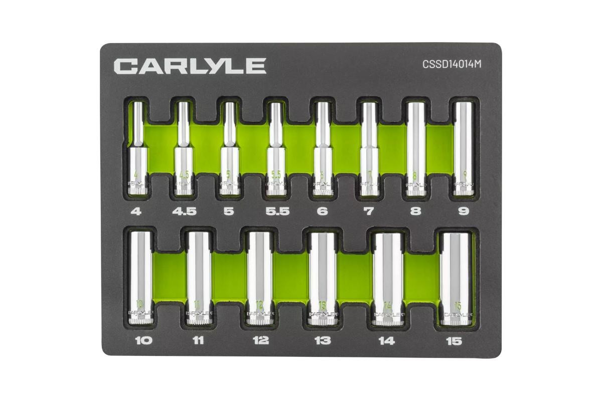 Carlyle 14pc 1/4" Drive 6 Point Deep Chrome Socket Set (4mm-15mm)