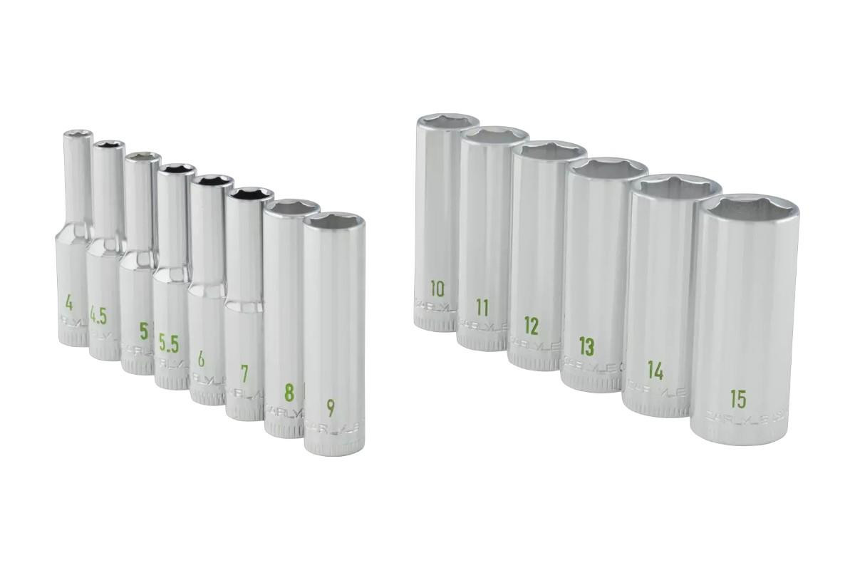 Carlyle 14pc 1/4" Drive 6 Point Deep Chrome Socket Set (4mm-15mm)