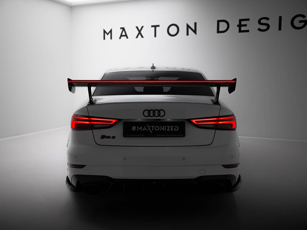 Maxton Carbon Spoiler With External Brackets Uprights + LED Audi A3 / A3 S-Line / S3 / RS3 Sedan 8V / 8V Facelift
