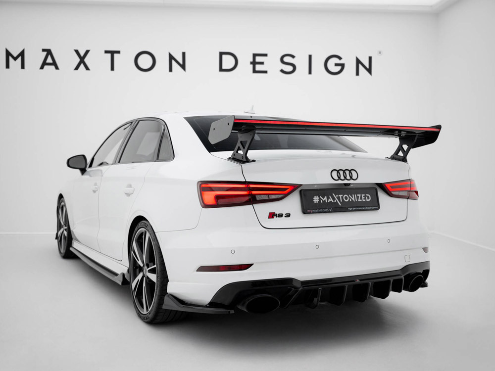 Maxton Carbon Spoiler With External Brackets Uprights + LED Audi A3 / A3 S-Line / S3 / RS3 Sedan 8V / 8V Facelift