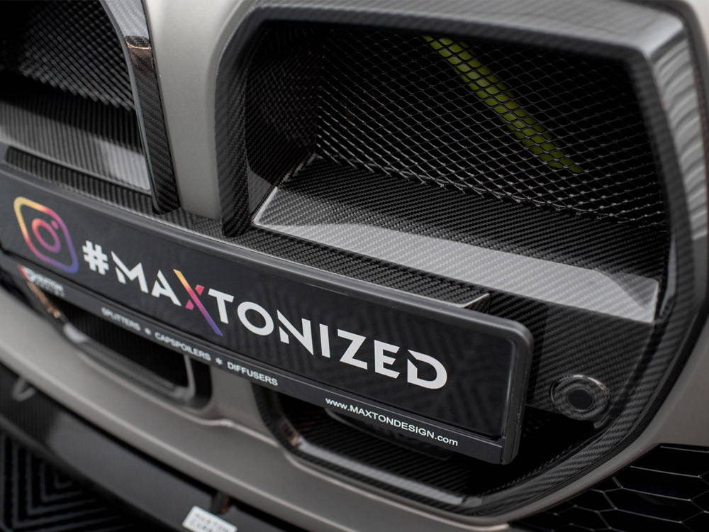 Maxton Carbon Fiber Front Grill + License Plate Holder Base BMW M3 G80 / G81 - WITH ACC Maxton Carbon Fiber Front Grill + License Plate Holder Base BMW M3 G80 / G81 - WITH ACC