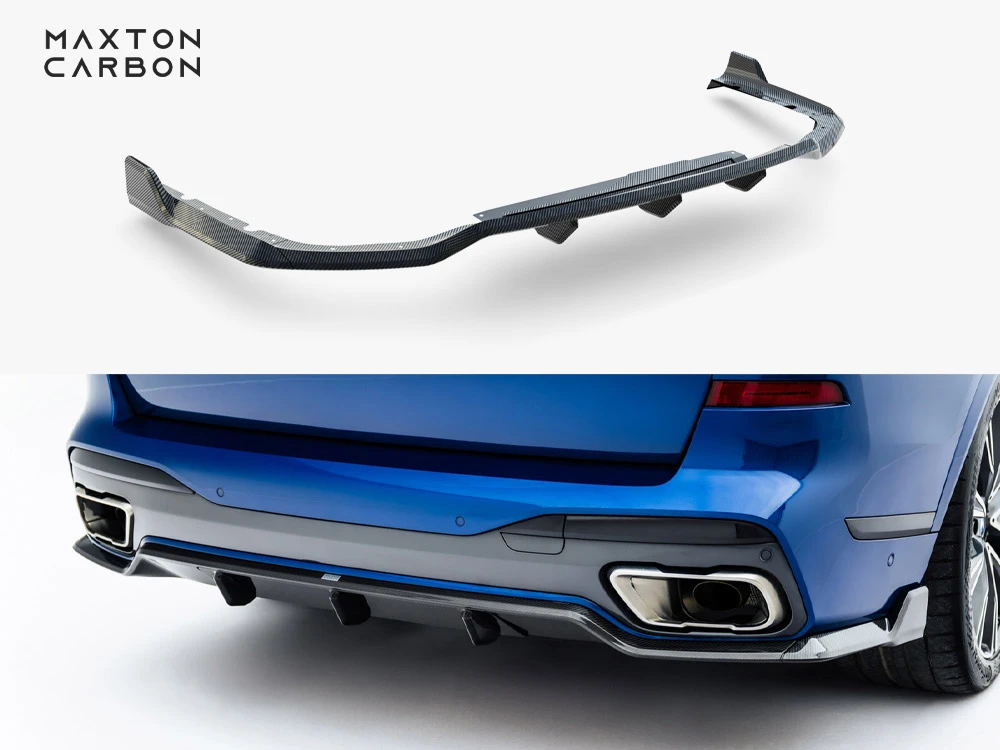 Maxton Prepreg Carbon Fiber Rear Diffuser BMW X7 M-Pack G07 / G07 Facelift (version with towbar) Maxton Prepreg Carbon Fiber Rear Diffuser BMW X7 M-Pack G07 / G07 Facelift (version with towbar)