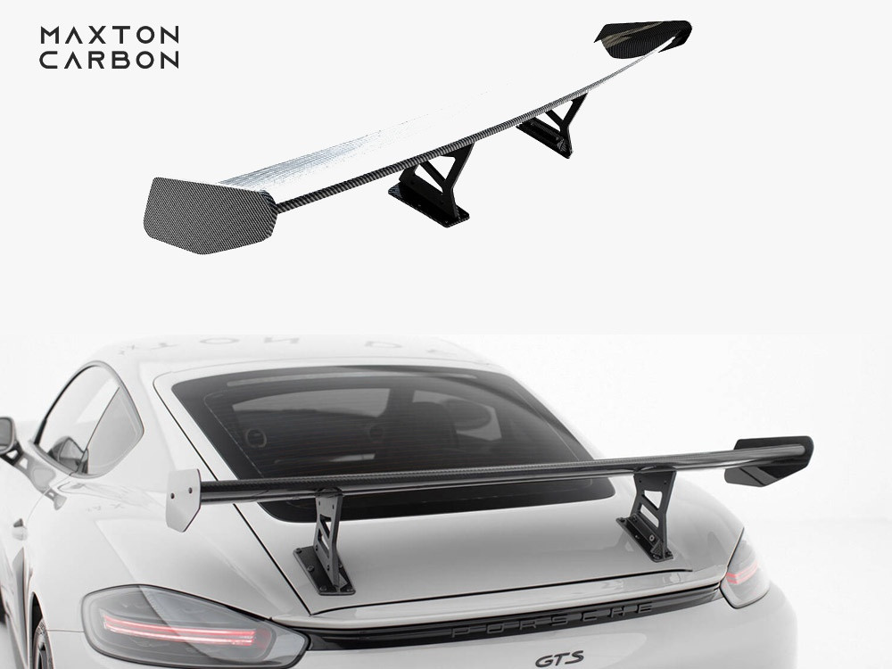 Maxton Carbon Spoiler With Internal Brackets Uprights V.1 Porsche 718 Cayman GTS 982c Maxton Carbon Spoiler With Internal Brackets Uprights V.1 Porsche 718 Cayman GTS 982c