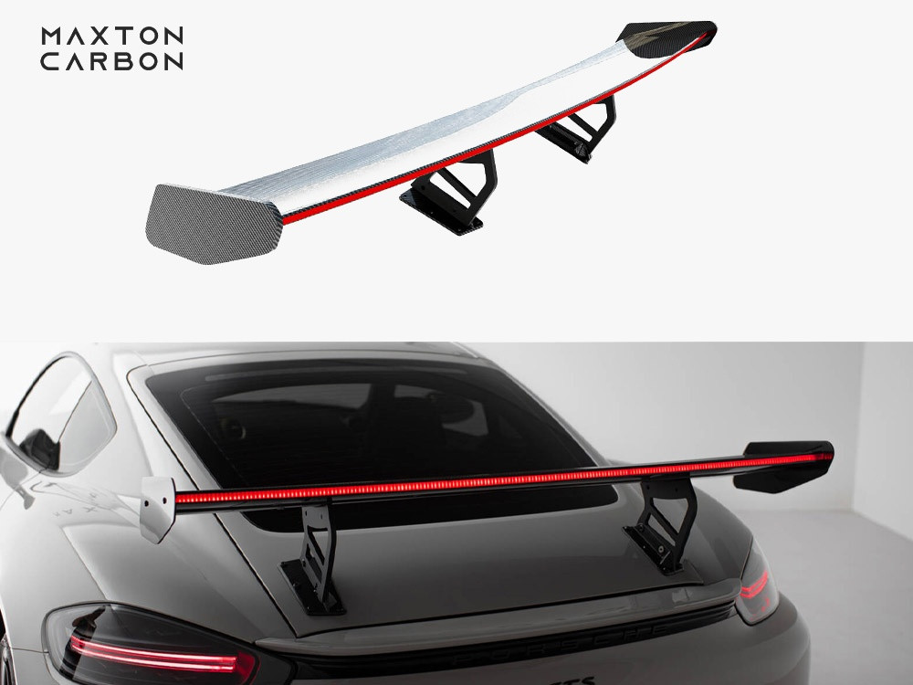 Maxton Carbon Spoiler With Internal Brackets Uprights V.2 + LED Porsche 718 Cayman GTS 982c Maxton Carbon Spoiler With Internal Brackets Uprights V.2 + LED Porsche 718 Cayman GTS 982c