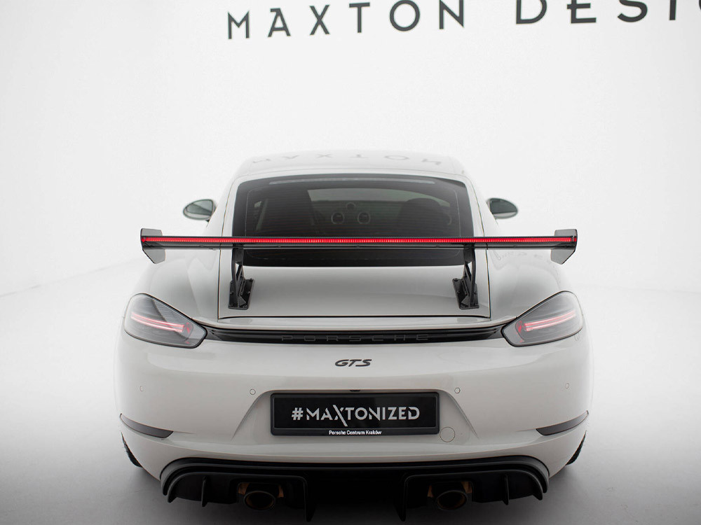 Maxton Carbon Spoiler With Internal Brackets Uprights V.2 + LED Porsche 718 Cayman GTS 982c Maxton Carbon Spoiler With Internal Brackets Uprights V.2 + LED Porsche 718 Cayman GTS 982c