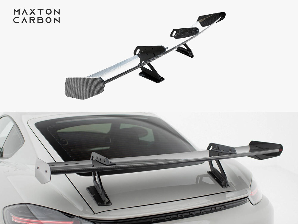 Maxton Carbon Spoiler With Upper Swan Mounting V.1 Porsche 718 Cayman GTS 982c Maxton Carbon Spoiler With Upper Swan Mounting V.1 Porsche 718 Cayman GTS 982c