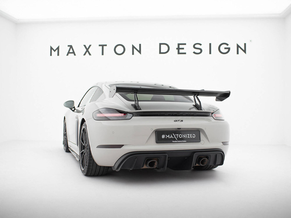 Maxton Carbon Spoiler With Upper Swan Mounting V.2 Porsche 718 Cayman GTS 982c Maxton Carbon Spoiler With Upper Swan Mounting V.2 Porsche 718 Cayman GTS 982c