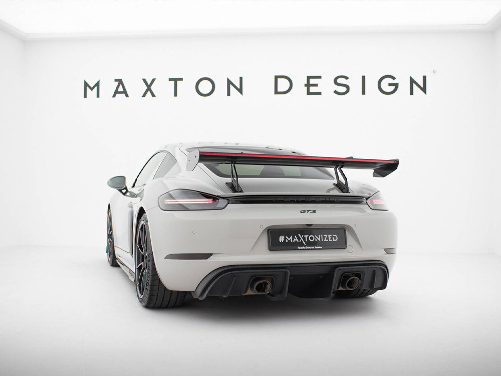 Maxton Carbon Spoiler With Upper Swan Mounting V.2 + LED Porsche 718 Cayman GTS 982c Maxton Carbon Spoiler With Upper Swan Mounting V.2 + LED Porsche 718 Cayman GTS 982c
