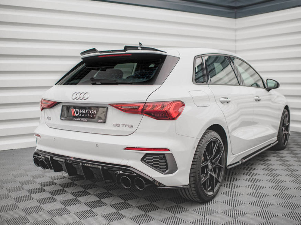 Maxton Rear Valance + Exhaust Ends Imitation Audi A3 S-Line Sportback 8Y - Chrome Tips Maxton Rear Valance + Exhaust Ends Imitation Audi A3 S-Line Sportback 8Y - Chrome Tips