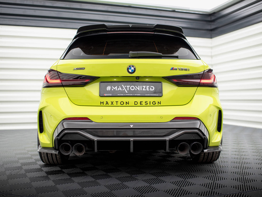 Maxton Carbon Fiber Rear Diffuser V.1 + Milltek Sport Exhaust BMW 1 F40 M-Pack / M135i - Cerakote Black Trims