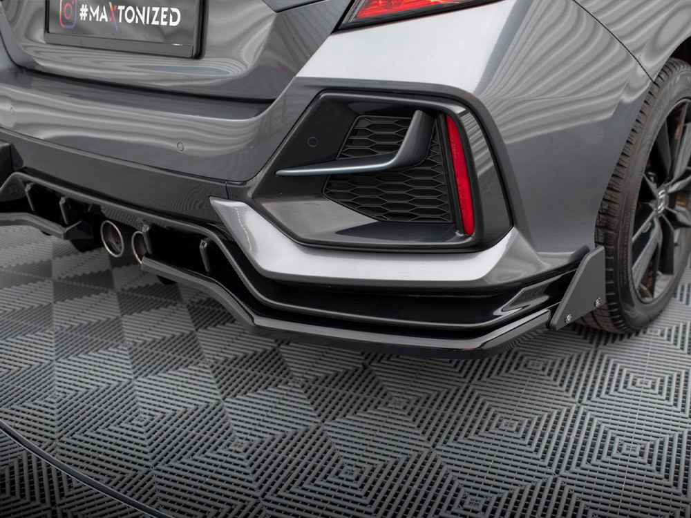 Maxton Rear Splitter V.1 (Vertical Bars) + Flaps Honda Civic Sport Mk10 Facelift