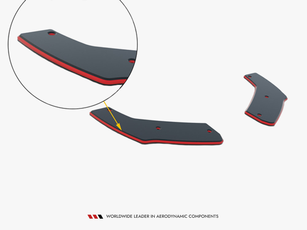 Maxton Street PRO Rear Side Splitters V.1 Ford Mustang GT MK6 Facelift - Black-Red