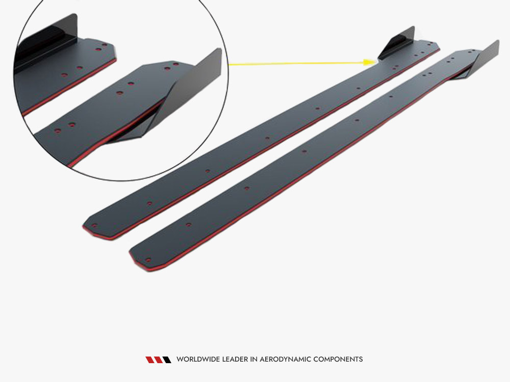 Maxton Street PRO Side Skirts Diffusers + Flaps Mercedes-AMG CLA 45 C117 Facelift - Black-Red + Gloss Flaps Maxton Street PRO Side Skirts Diffusers + Flaps Mercedes-AMG CLA 45 C117 Facelift - Black-Red + Gloss Flaps