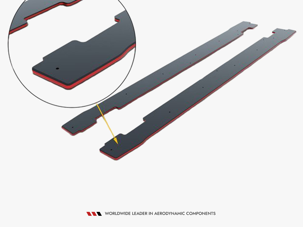 Maxton Street PRO Side Skirts Diffusers Ford Mustang GT Mk6 - Black-Red Maxton Street PRO Side Skirts Diffusers Ford Mustang GT Mk6 - Black-Red