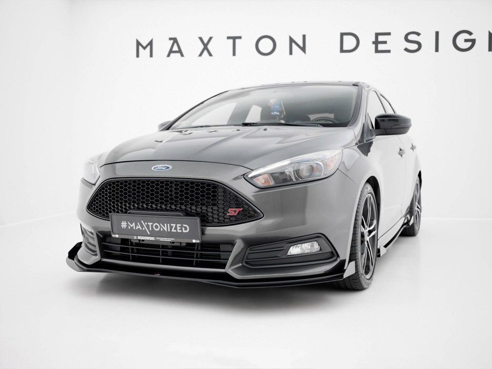 Maxton Street PRO Front Splitter + Flaps Ford Focus ST Mk3 Facelift - Black-Red + Gloss Flaps Maxton Street PRO Front Splitter + Flaps Ford Focus ST Mk3 Facelift - Black-Red + Gloss Flaps