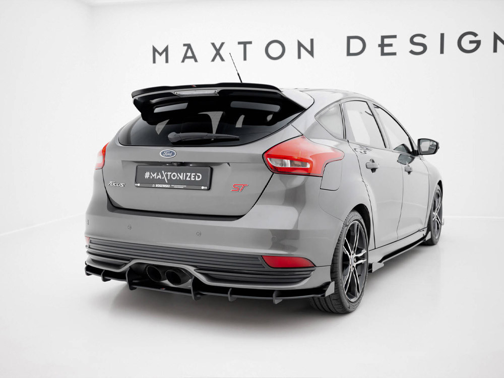 Maxton Street PRO Rear Diffuser + Flaps Ford Focus ST Mk3 Facelift - Black-Red