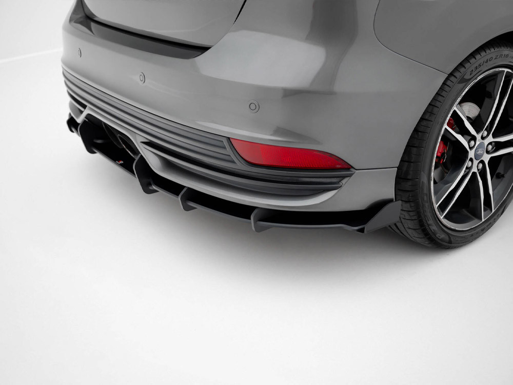 Maxton Street PRO Rear Diffuser + Flaps Ford Focus ST Mk3 Facelift - Black-Red