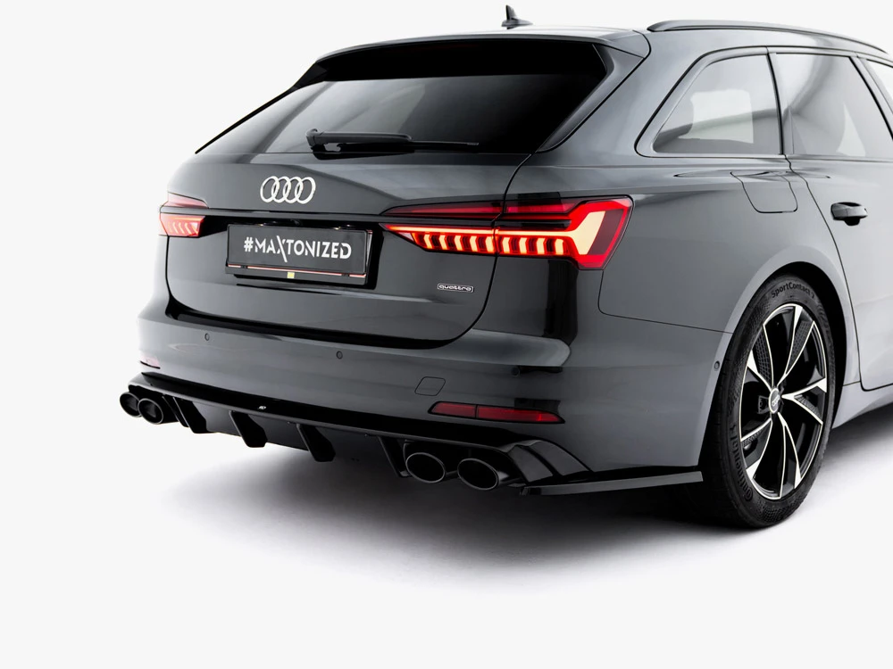 Maxton Rear Valance + Exhaust Ends Imitation Audi A6 Sedan / Avant C8 / C8 Facelift - Black Tips