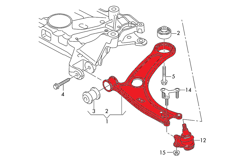 Verkline Front Adjustable Tubular Wishbones VAG MK7 (MQB) - Std Subframe