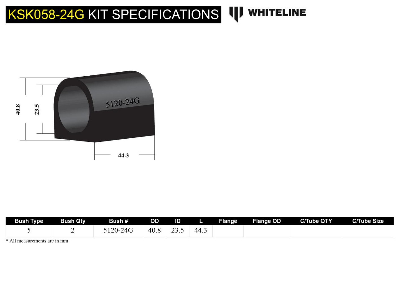 Whiteline Front Sway Bar - Mount Bushing Service Kit (24mm) for Ford Focus 08-18