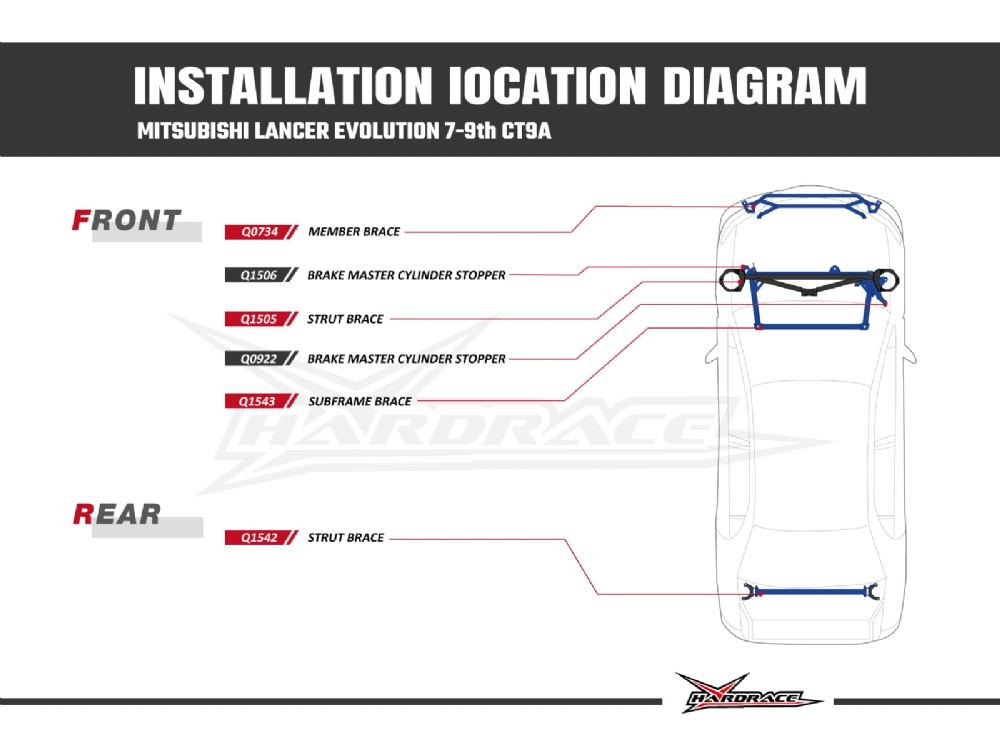 Hardrace Front Strut Brace Mitsubishi Lancer evolution Hardrace Front Strut Brace Mitsubishi Lancer evolution