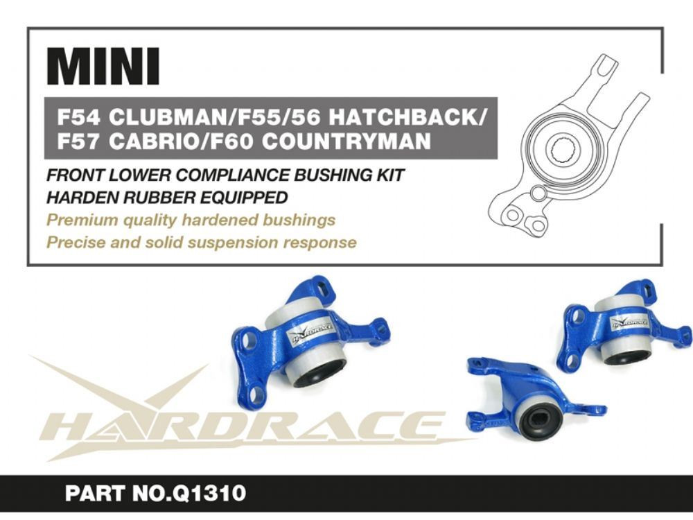 Hardrace MINI F54/55/56/57/60/BMW F39/40/44/45/46/48 FRONT LOWER BUSHING KIT RUBBER 2PCS Hardrace MINI F54/55/56/57/60/BMW F39/40/44/45/46/48 FRONT LOWER BUSHING KIT RUBBER 2PCS