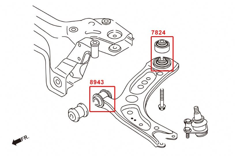 Hardrace Front Lower Arm - Rear Bushing Audi, Skoda, Volkswagen
