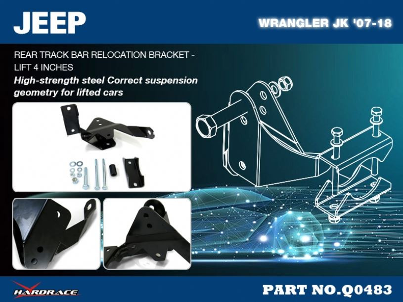 Hardrace Rear Track Bar Relocation Bracket Jeep Wrangler, Wrangler unlimited Hardrace Rear Track Bar Relocation Bracket Jeep Wrangler, Wrangler unlimited