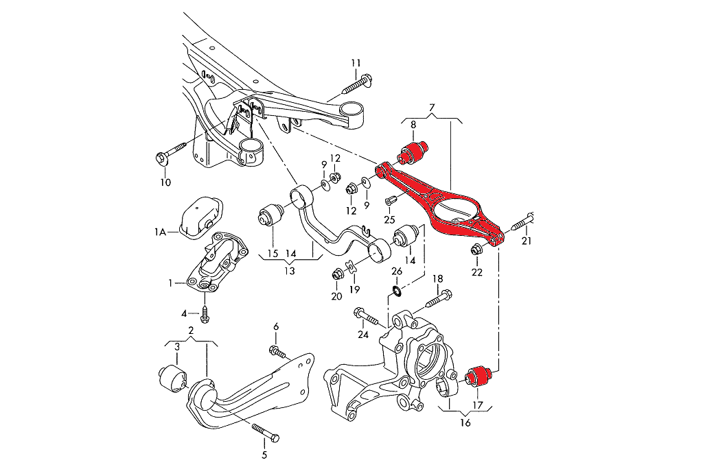 Verkline Adjustable Rear Replacement Uniball Arms for Spring Wishbone for Audi TT TTS TTRS 8J / RS3 S3 A3 8P / VW Golf Mk5 Mk6 Scircocco