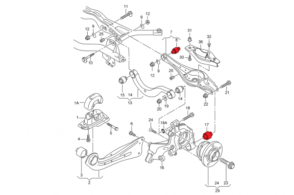 Verkline Rear Spring Sitting Wishbone and Wheel Bearing Housing Inserts for FWD Mk5 / Mk6 Platform Verkline Rear Spring Sitting Wishbone and Wheel Bearing Housing Inserts for FWD Mk5 / Mk6 Platform