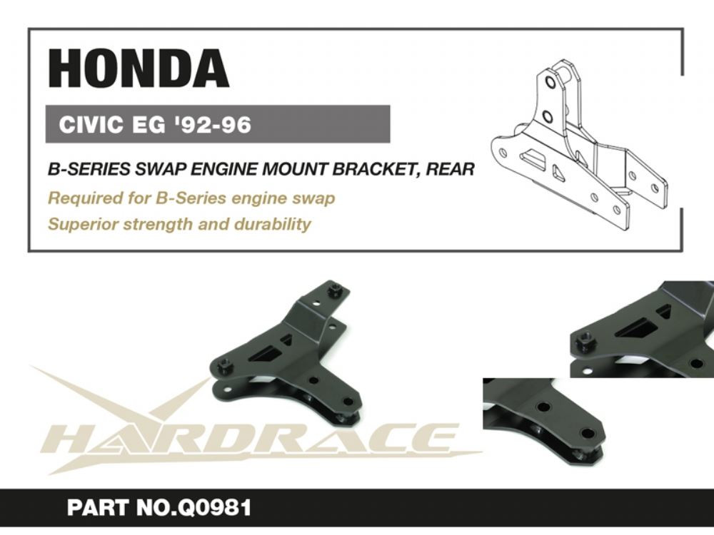 Hardrace B-series Swap Engine Mount Bracket - Rear Honda Civic