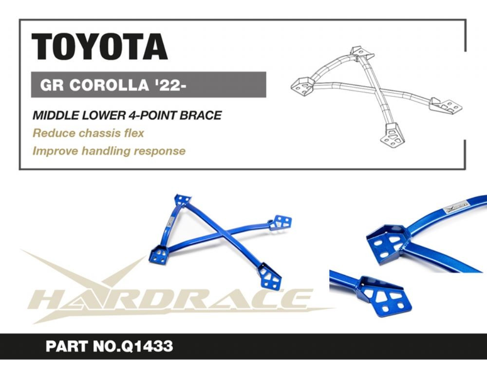 Hardrace Middle Lower 4-point Brace Toyota Corolla/altis/auris Hardrace Middle Lower 4-point Brace Toyota Corolla/altis/auris