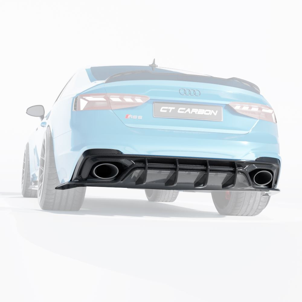 AUDI RS5 B9.5 SPORTBACK & COUPE 2020-2025 CARBON FIBRE DIFFUSER - CT DESIGN AUDI RS5 B9.5 SPORTBACK & COUPE 2020-2025 CARBON FIBRE DIFFUSER - CT DESIGN