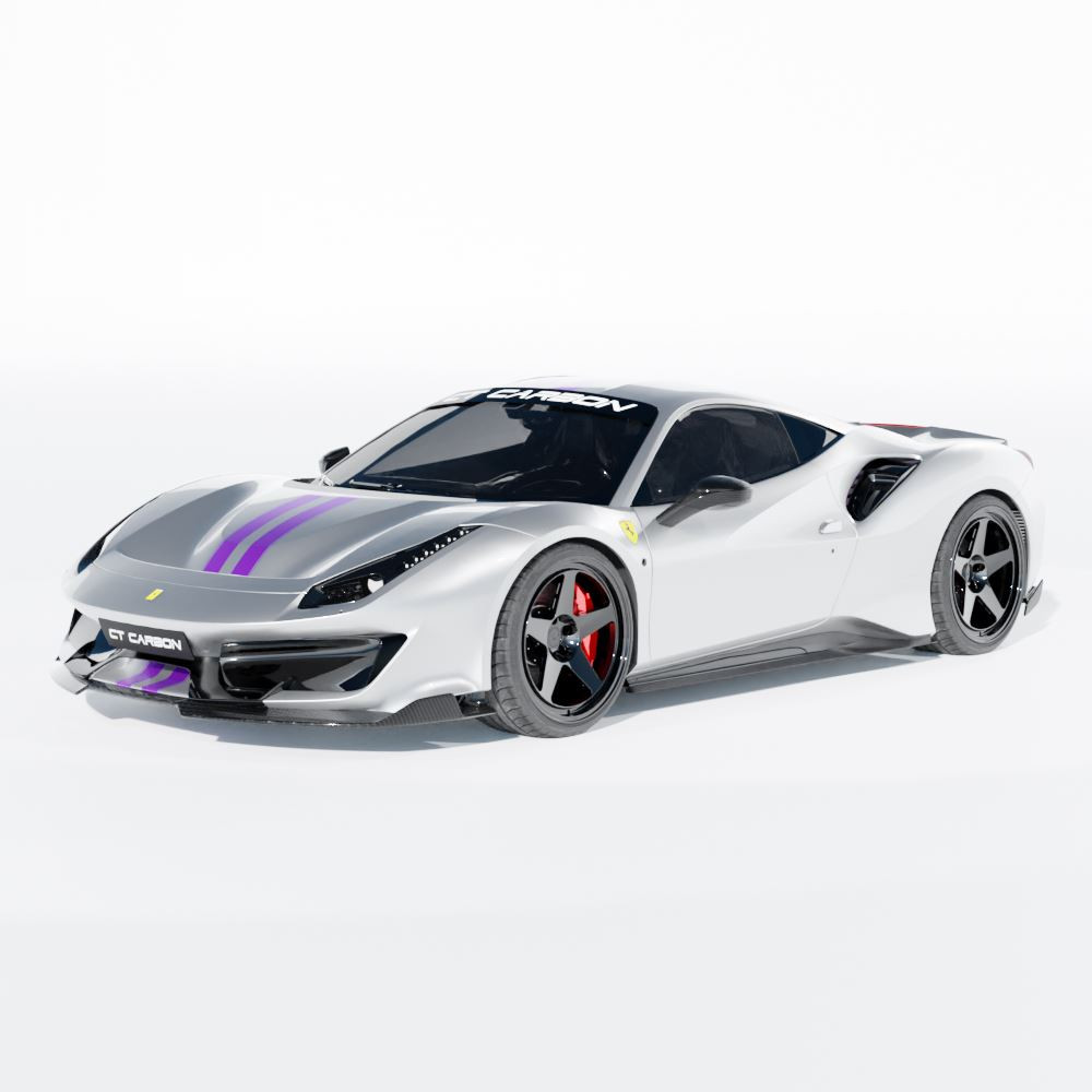 FERRARI 488 PISTA CARBON FIBRE SIDE SKIRTS - CT DESIGN