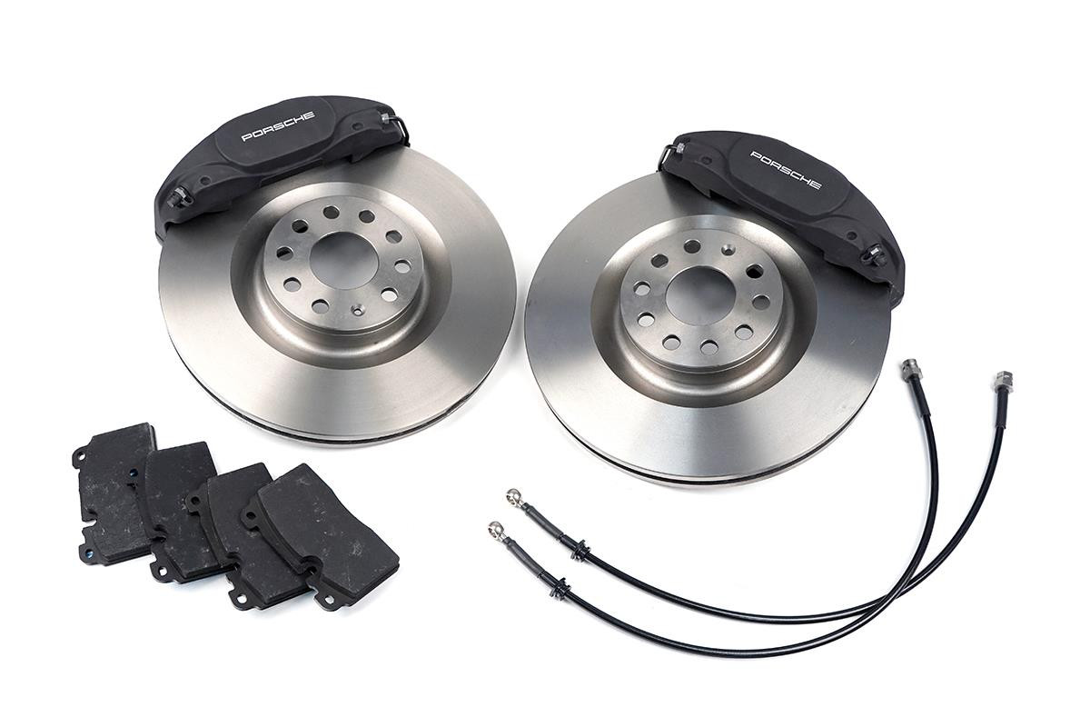 Porsche 4 Pot Front Brake Upgrade for Mk7 MQB Platform Vehicles Porsche 4 Pot Front Brake Upgrade for Mk7 MQB Platform Vehicles