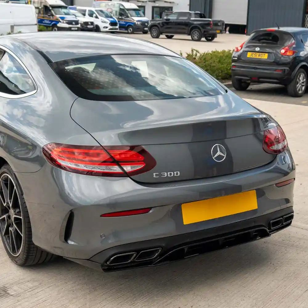 MERCEDES C-CLASS COUPE W205 GLOSS BLACK DIFFUSER & BLACK TIPS