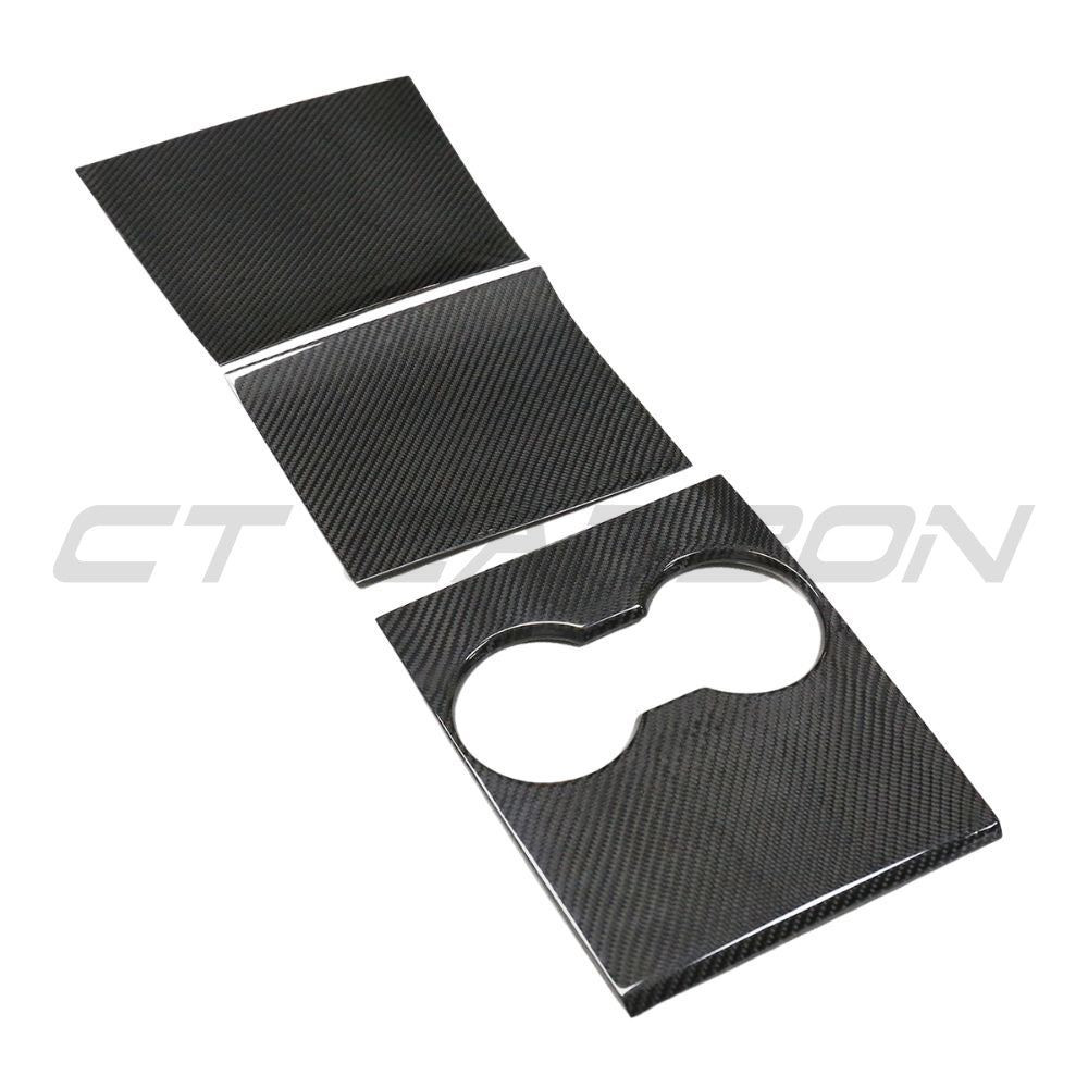 TESLA MODEL 3 2017-2023 CARBON FIBRE CENTRE CONSOLE ADD ON TESLA MODEL 3 2017-2023 CARBON FIBRE CENTRE CONSOLE ADD ON