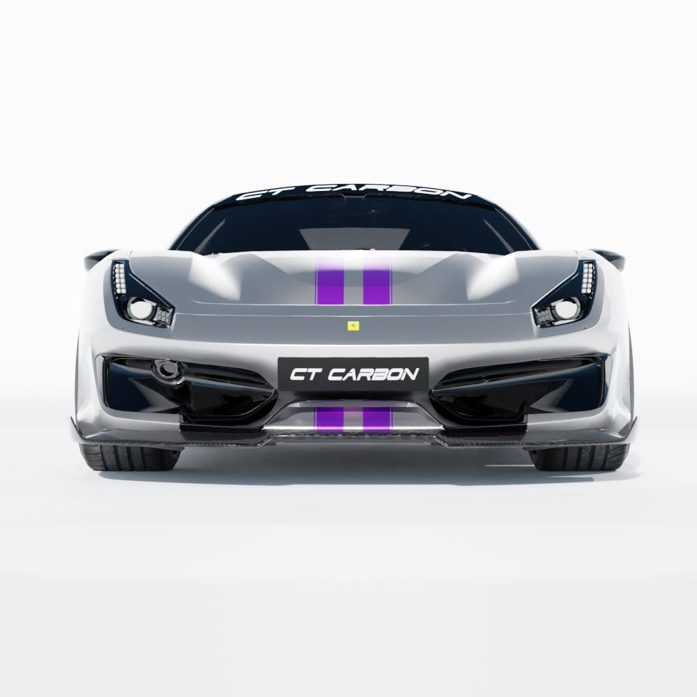 FERRARI 488 PISTA CARBON FIBRE SPLITTER - CT DESIGN